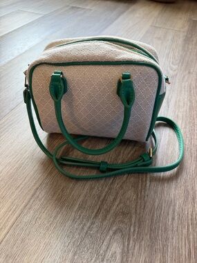 Zara Cream Crossbody Bag with Green Trim